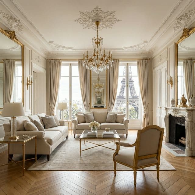 Salon double avec parquet Versailles