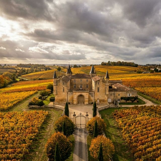 Château Saint-Émilion vignobles au coucher du soleil